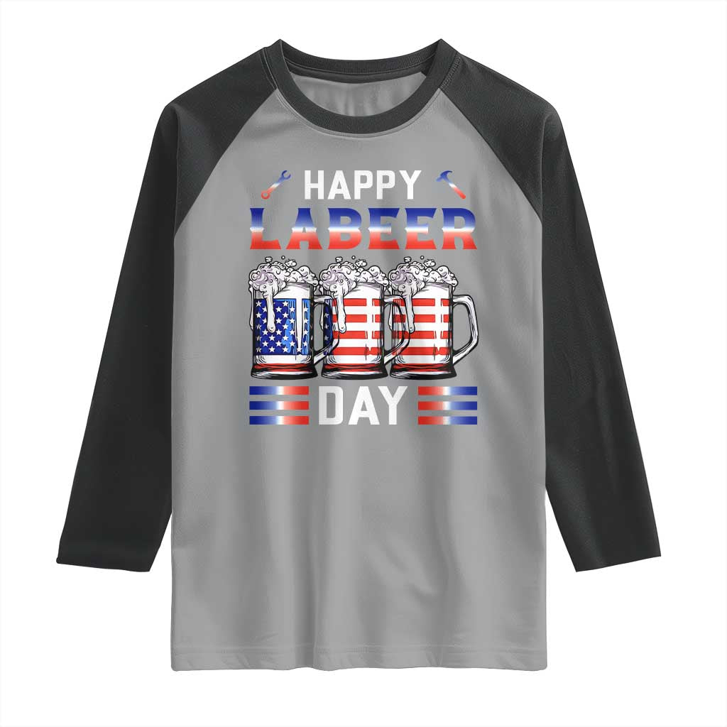 Funny Labor Day Drinking Raglan Shirt Labeer Day American Flag Beer Mug - Wonder Print Shop
