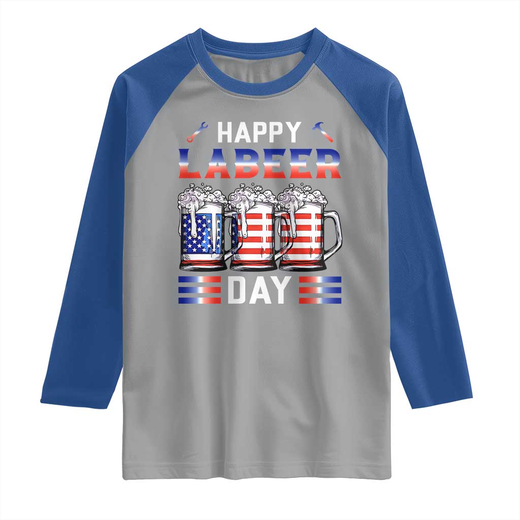 Funny Labor Day Drinking Raglan Shirt Labeer Day American Flag Beer Mug - Wonder Print Shop