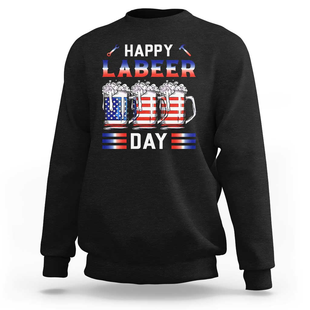 Funny Labor Day Drinking Sweatshirt Labeer Day American Flag Beer Mug - Wonder Print Shop