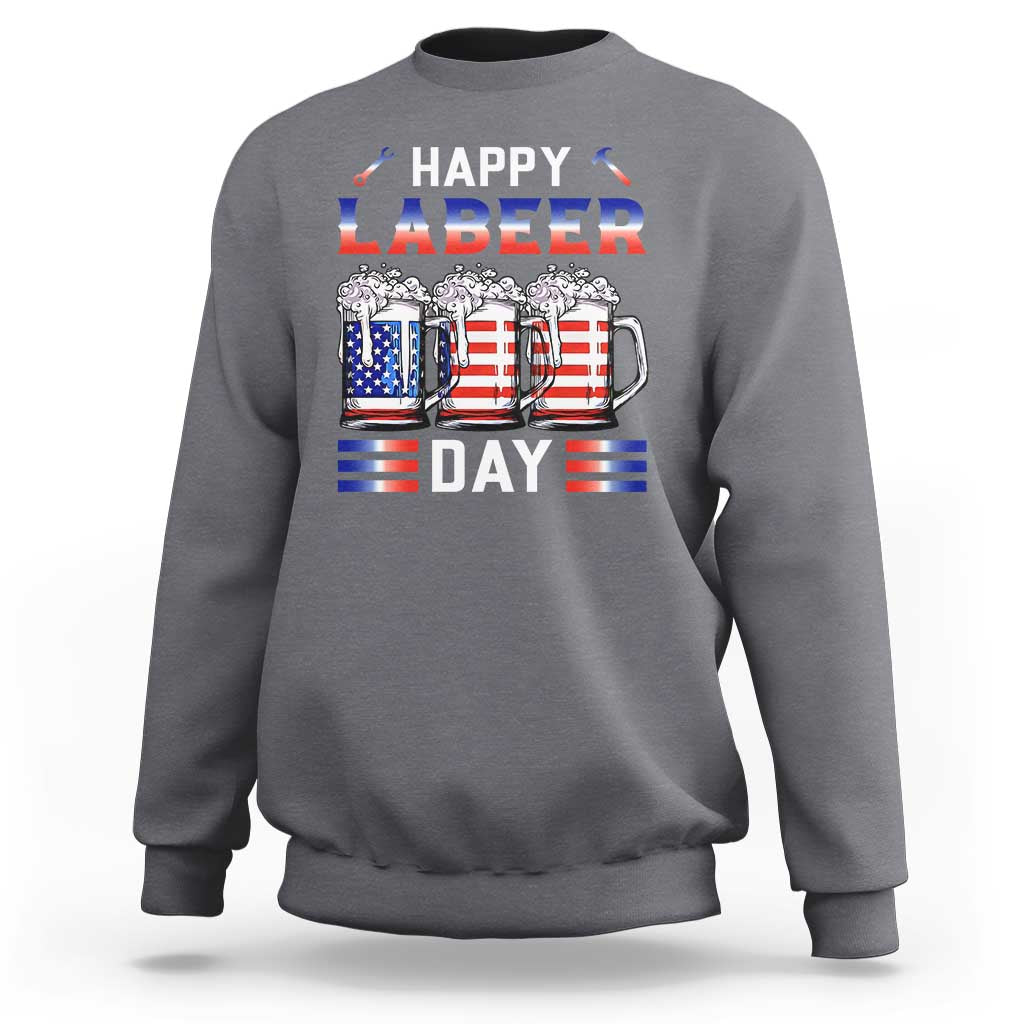 Funny Labor Day Drinking Sweatshirt Labeer Day American Flag Beer Mug - Wonder Print Shop