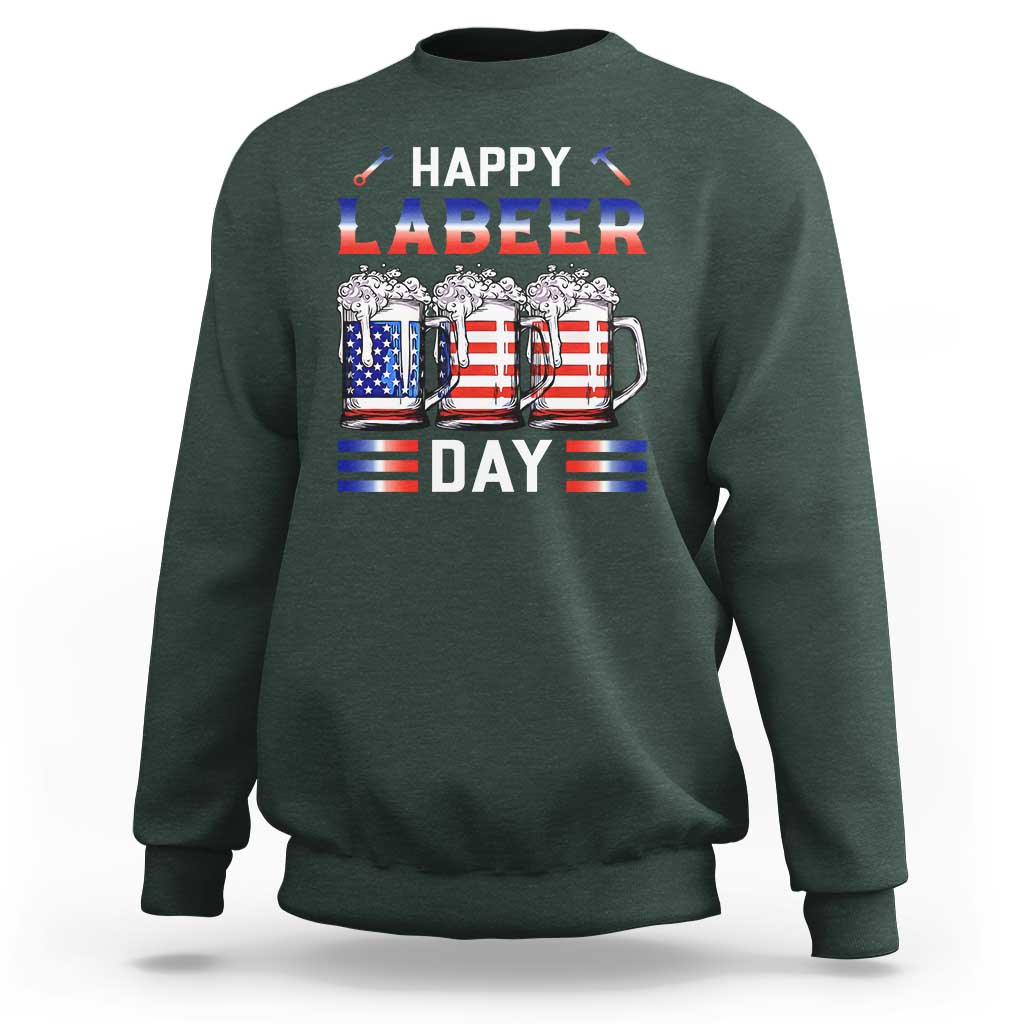 Funny Labor Day Drinking Sweatshirt Labeer Day American Flag Beer Mug - Wonder Print Shop