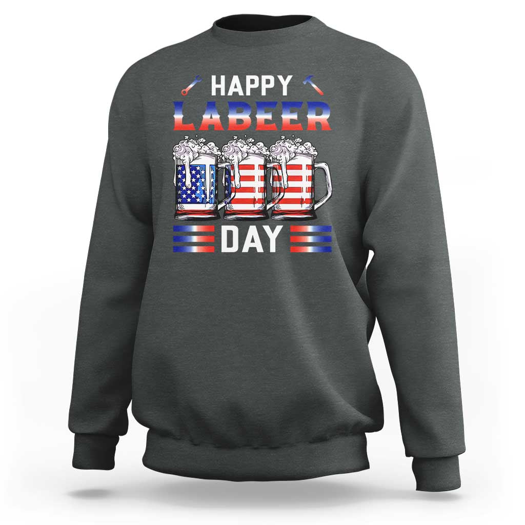 Funny Labor Day Drinking Sweatshirt Labeer Day American Flag Beer Mug - Wonder Print Shop