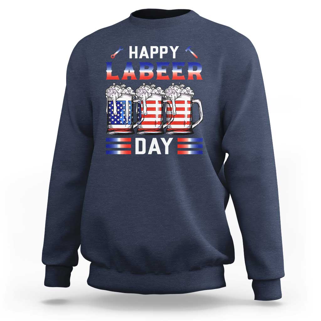 Funny Labor Day Drinking Sweatshirt Labeer Day American Flag Beer Mug - Wonder Print Shop