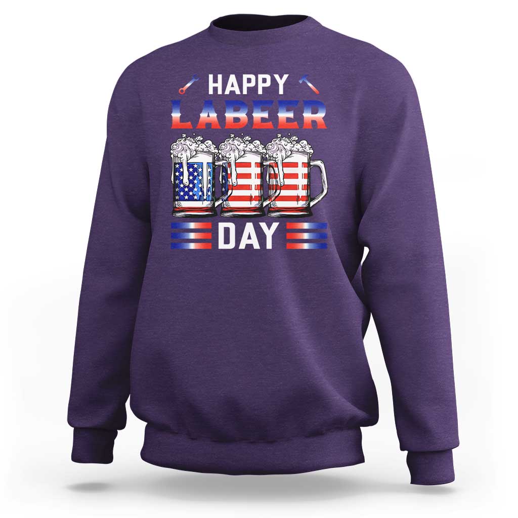 Funny Labor Day Drinking Sweatshirt Labeer Day American Flag Beer Mug - Wonder Print Shop