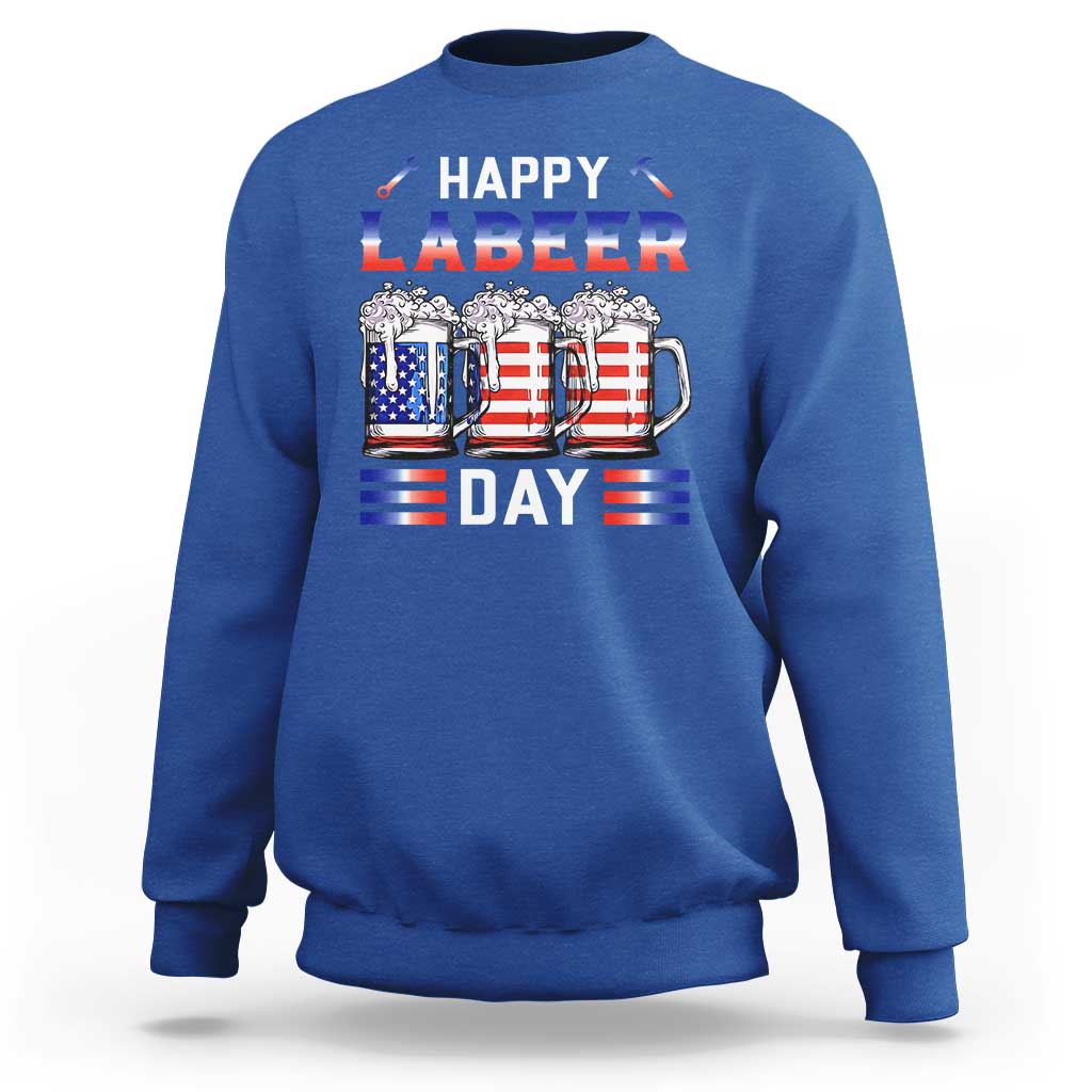 Funny Labor Day Drinking Sweatshirt Labeer Day American Flag Beer Mug - Wonder Print Shop