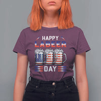Funny Labor Day Drinking T Shirt For Women Labeer Day American Flag Beer Mug - Wonder Print Shop
