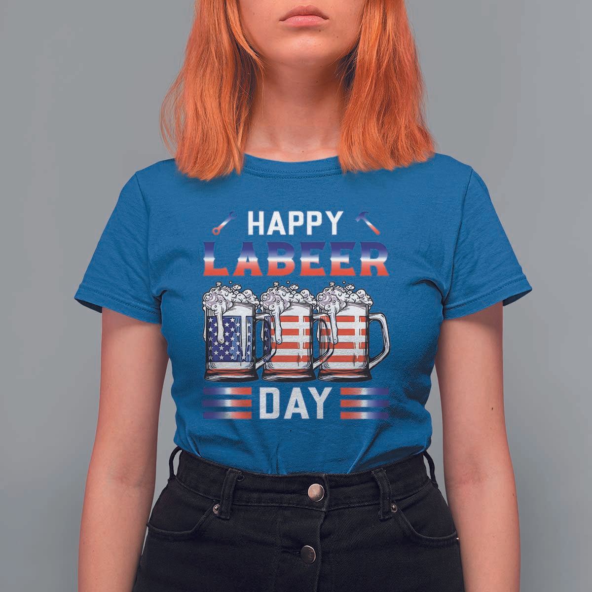 Funny Labor Day Drinking T Shirt For Women Labeer Day American Flag Beer Mug - Wonder Print Shop