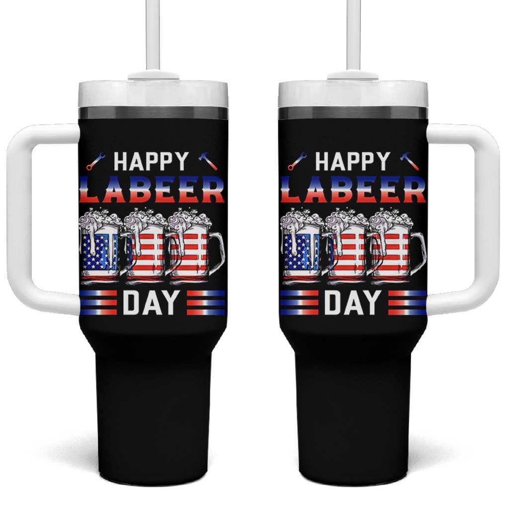 Funny Labor Day Drinking Tumbler With Handle Labeer Day American Flag Beer Mug - Wonder Print Shop