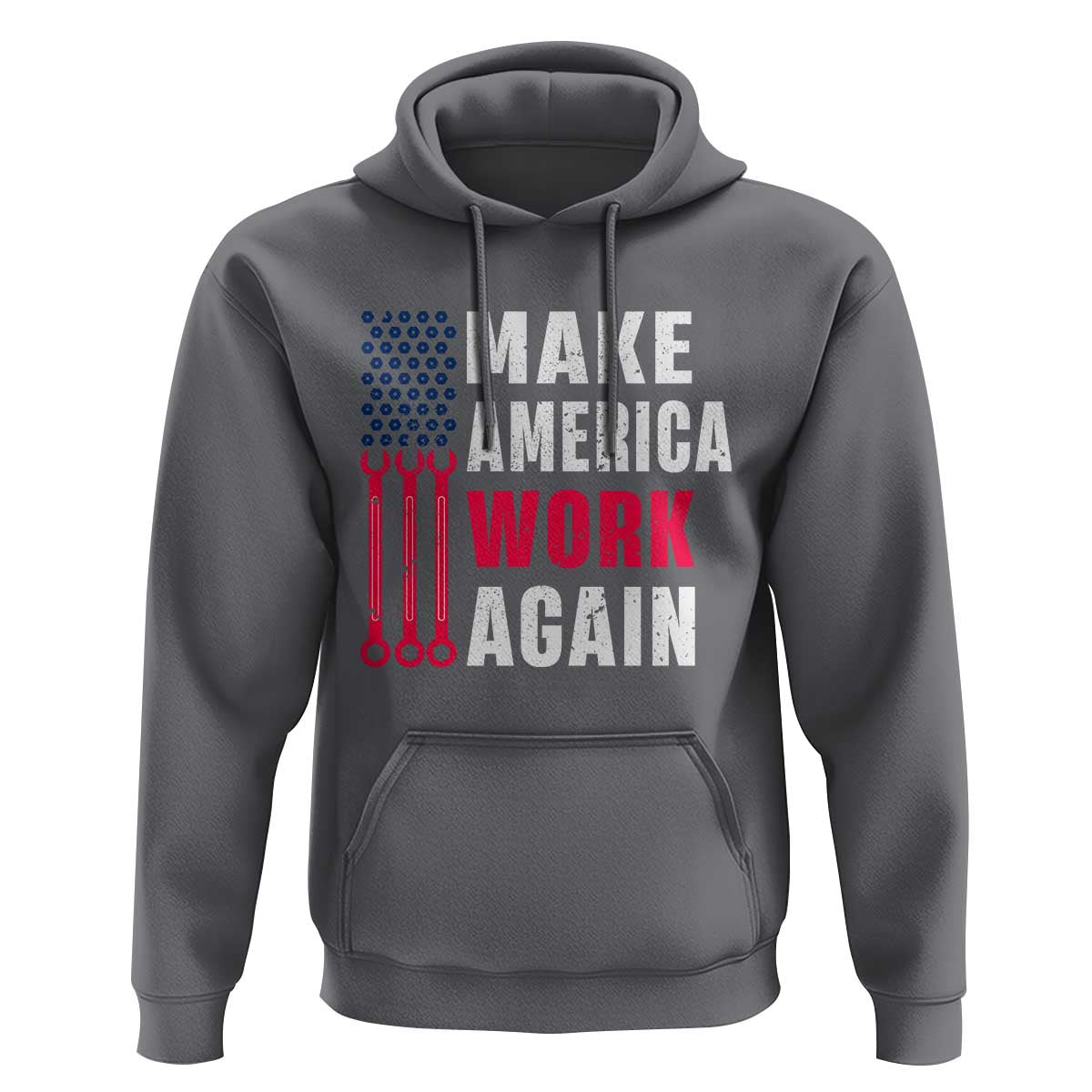 Make America Work Again Hoodie Labor Day Vintage American Flag Wrench Screw - Wonder Print Shop