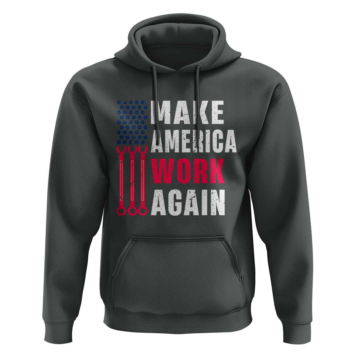 Make America Work Again Hoodie Labor Day Vintage American Flag Wrench Screw - Wonder Print Shop