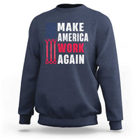 Make America Work Again Sweatshirt Labor Day Vintage American Flag Wrench Screw - Wonder Print Shop
