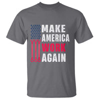 Make America Work Again T Shirt Labor Day Vintage American Flag Wrench Screw - Wonder Print Shop