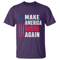 Make America Work Again T Shirt Labor Day Vintage American Flag Wrench Screw - Wonder Print Shop