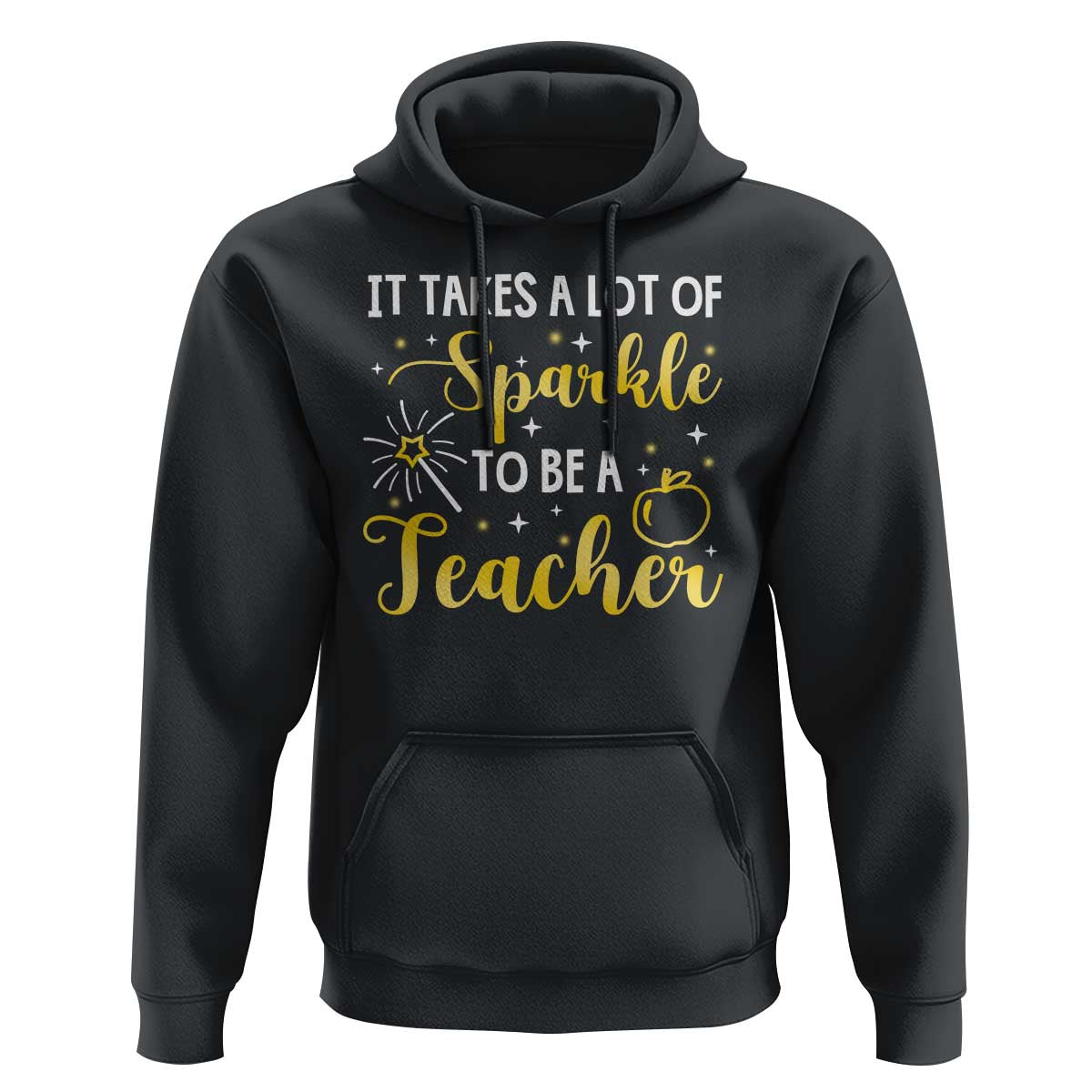 It Takes Lots of Sparkle To Be a Teacher Hoodie Back To School Golden Apple Star - Wonder Print Shop