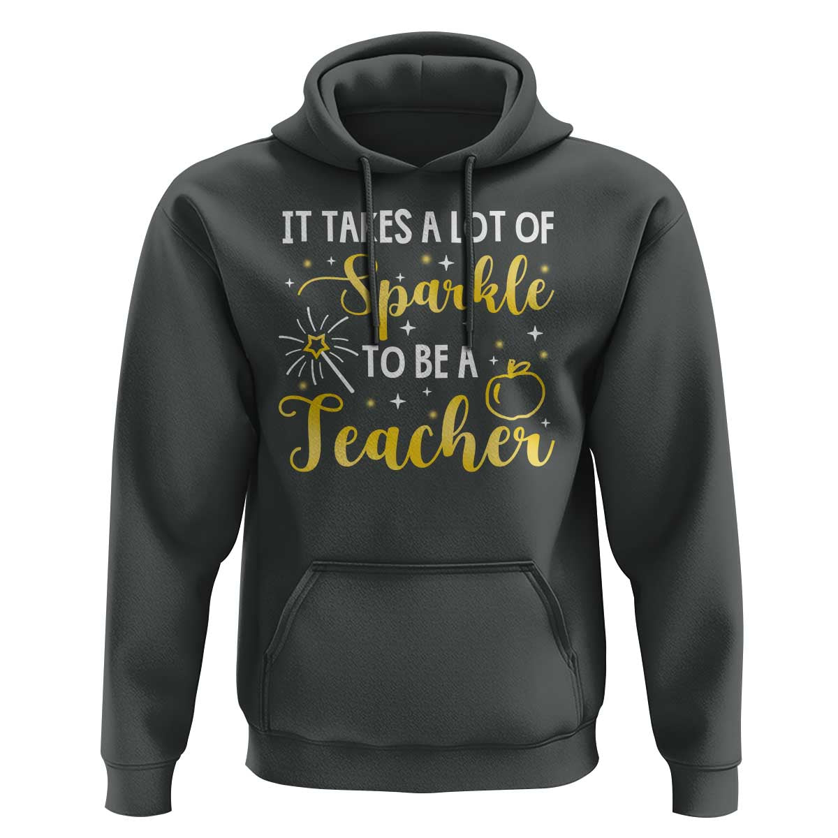 It Takes Lots of Sparkle To Be a Teacher Hoodie Back To School Golden Apple Star - Wonder Print Shop