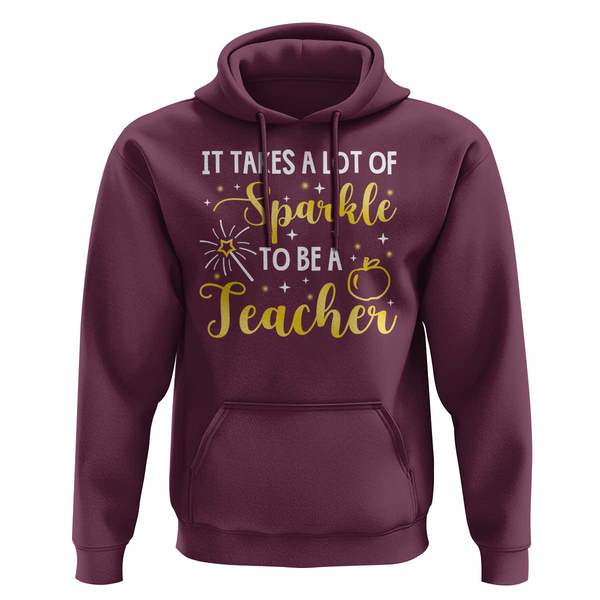 It Takes Lots of Sparkle To Be a Teacher Hoodie Back To School Golden Apple Star - Wonder Print Shop