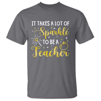 It Takes Lots of Sparkle To Be a Teacher T Shirt Back To School Golden Apple Star - Wonder Print Shop