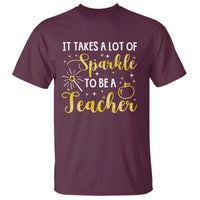 It Takes Lots of Sparkle To Be a Teacher T Shirt Back To School Golden Apple Star - Wonder Print Shop