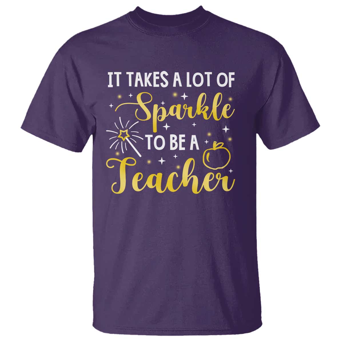 It Takes Lots of Sparkle To Be a Teacher T Shirt Back To School Golden Apple Star - Wonder Print Shop