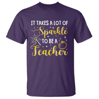 It Takes Lots of Sparkle To Be a Teacher T Shirt Back To School Golden Apple Star - Wonder Print Shop
