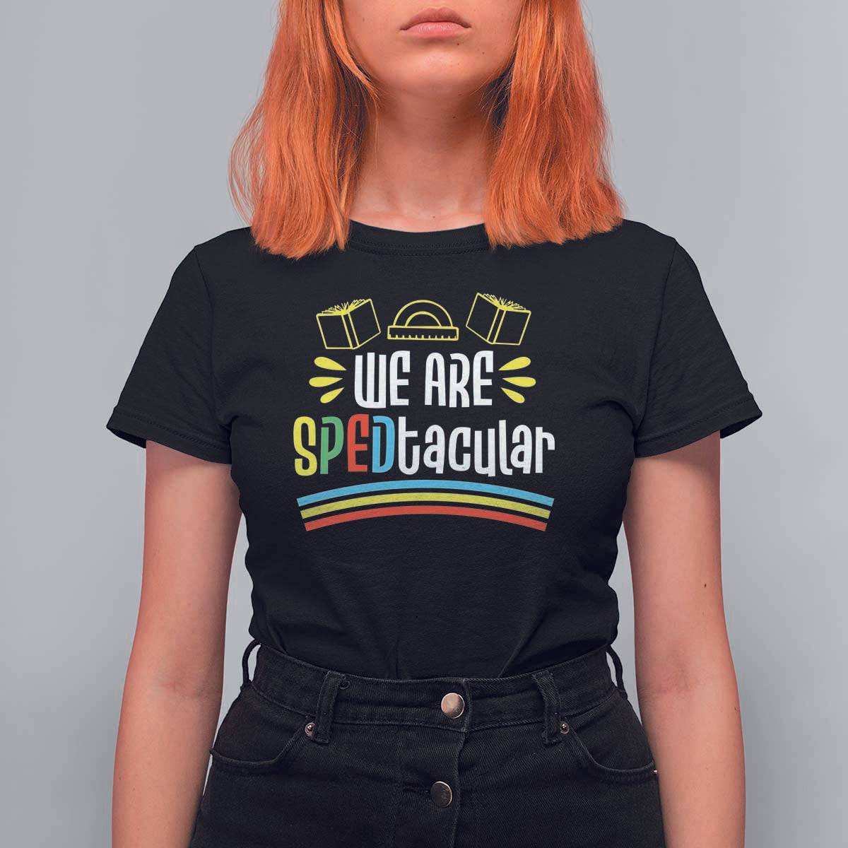 Special Education Teacher T Shirt For Women We Are SPEDtacular Book Ruler - Wonder Print Shop