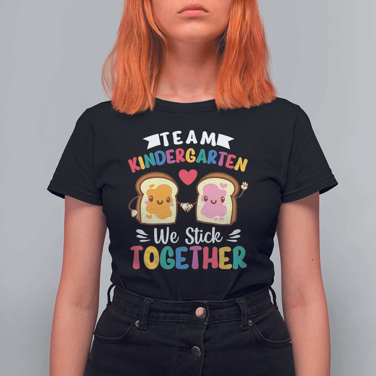 Back To School T Shirt For Women Team Kindergarten We Stick Together Bread Jam - Wonder Print Shop