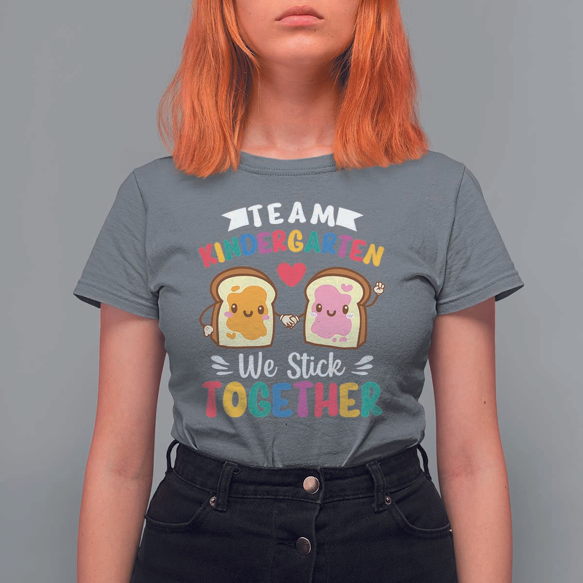 Back To School T Shirt For Women Team Kindergarten We Stick Together Bread Jam - Wonder Print Shop