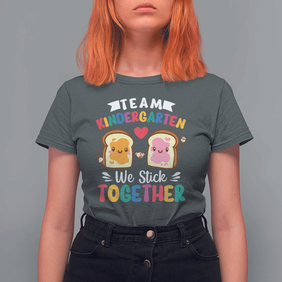 Back To School T Shirt For Women Team Kindergarten We Stick Together Bread Jam - Wonder Print Shop