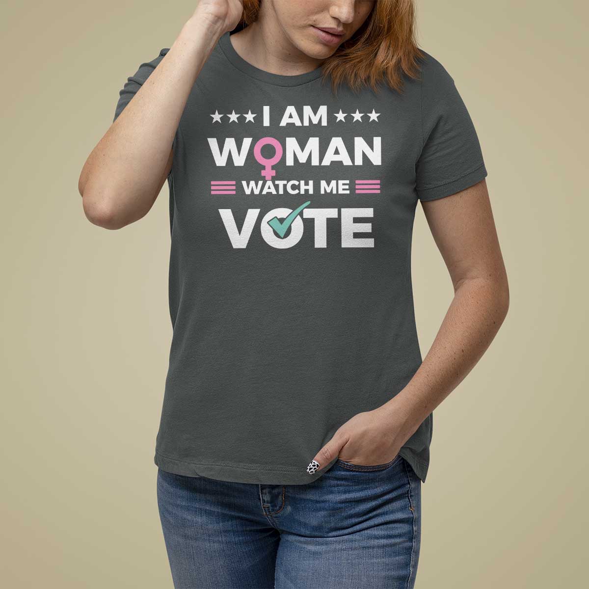 I Am Woman Watch Me Vote T Shirt For Women Feminist Women's Rights Gender symbol - Wonder Print Shop