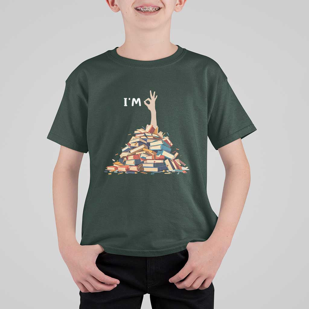 Funny Book Lover T Shirt For Kid I'm Okay Reading Books Teacher School - Wonder Print Shop