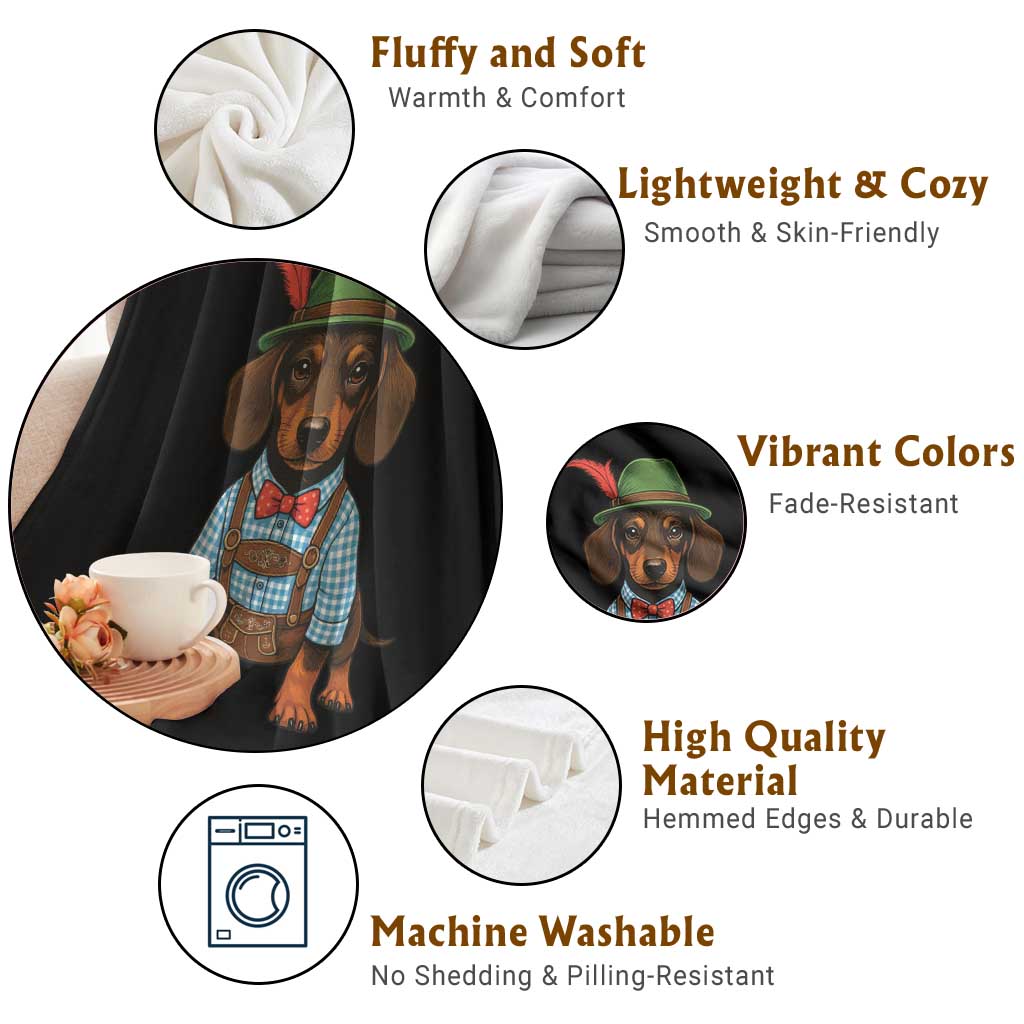 Oktoberfest Dachshund Cute Wiener Dog German Festival Throw Blanket - Wonder Print Shop