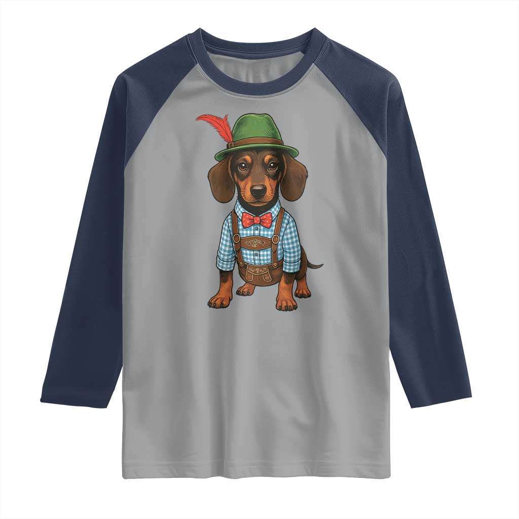 Oktoberfest Dachshund Cute Wiener Dog German Festival Raglan Shirt - Wonder Print Shop