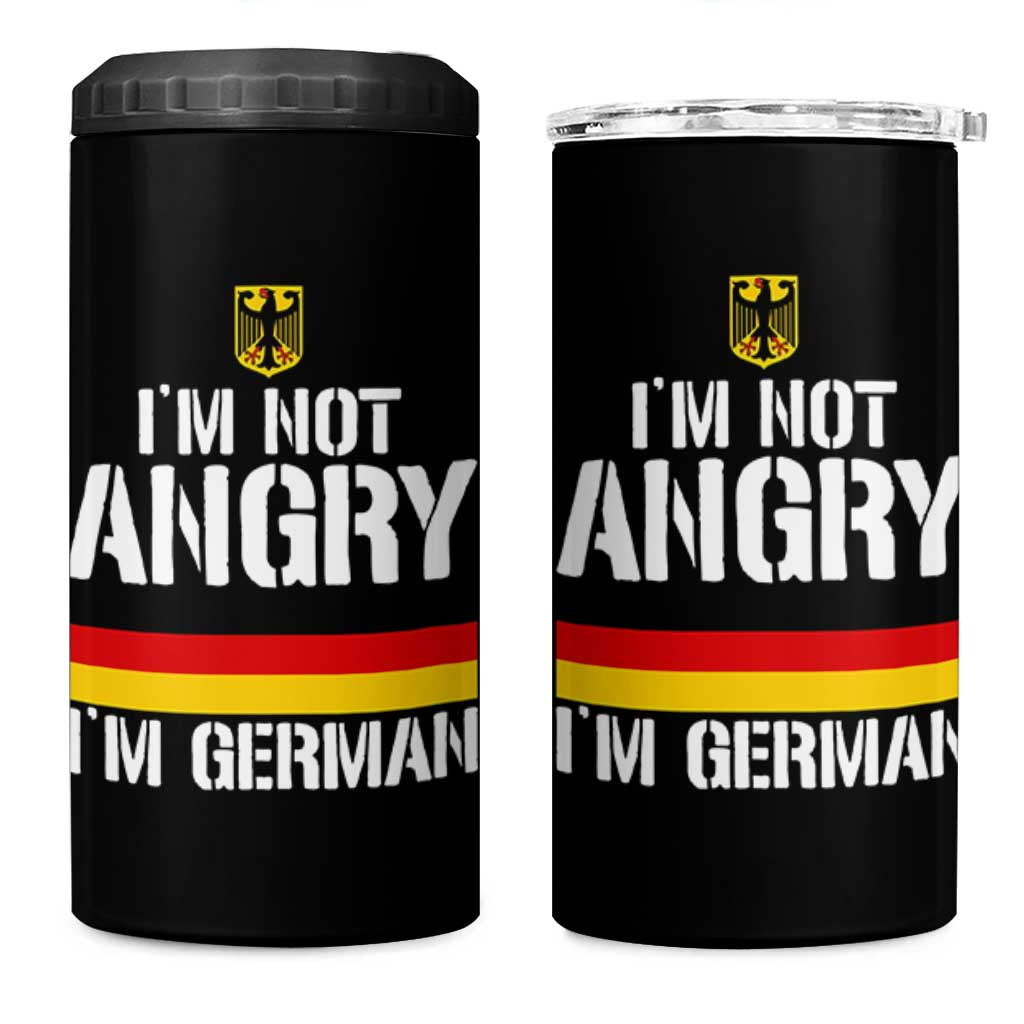 Funny I Am Not Angry I Am German 4 in 1 Can Cooler Tumbler Germany Flag German American - Wonder Print Shop