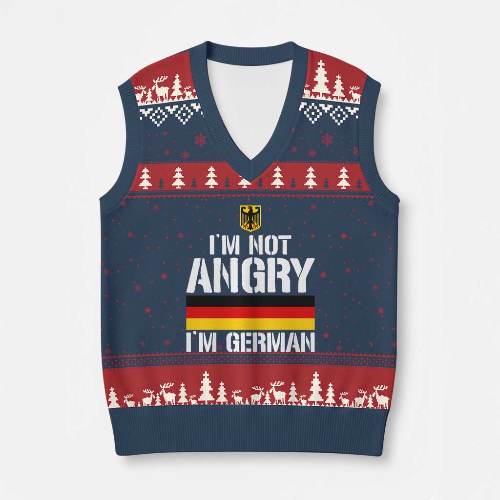 Funny I Am Not Angry I Am German V-Neck Knit Sweater Vest Germany Flag German American - Wonder Print Shop