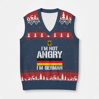 Funny I Am Not Angry I Am German V-Neck Knit Sweater Vest Germany Flag German American - Wonder Print Shop
