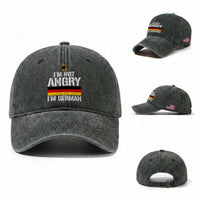 Funny I Am Not Angry I Am German Washed Cotton Baseball Cap Germany Flag German American