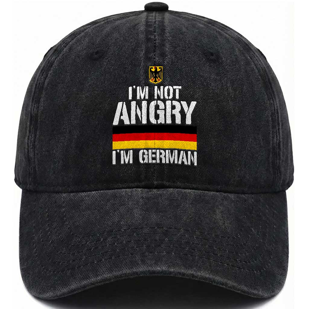 Funny I Am Not Angry I Am German Washed Cotton Baseball Cap Germany Flag German American