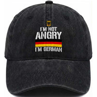 Funny I Am Not Angry I Am German Washed Cotton Baseball Cap Germany Flag German American