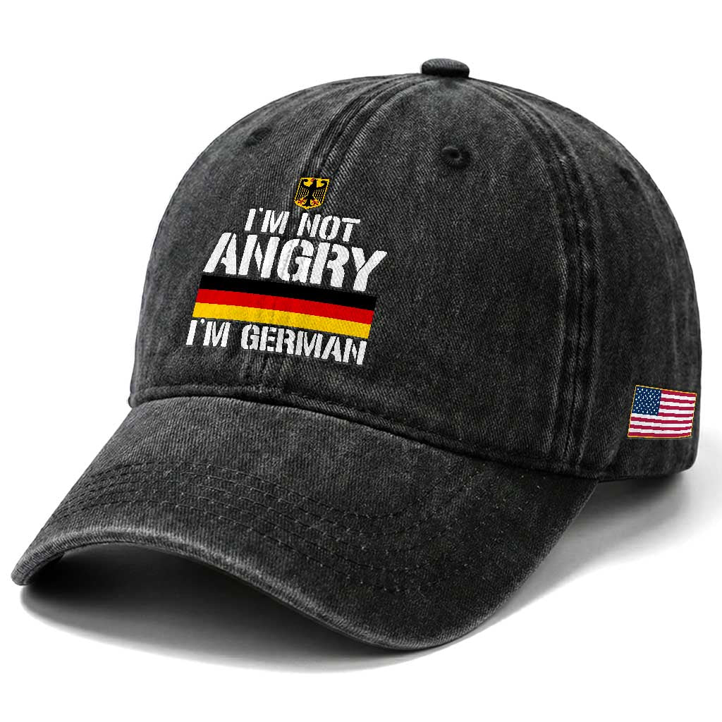 Funny I Am Not Angry I Am German Washed Cotton Baseball Cap Germany Flag German American