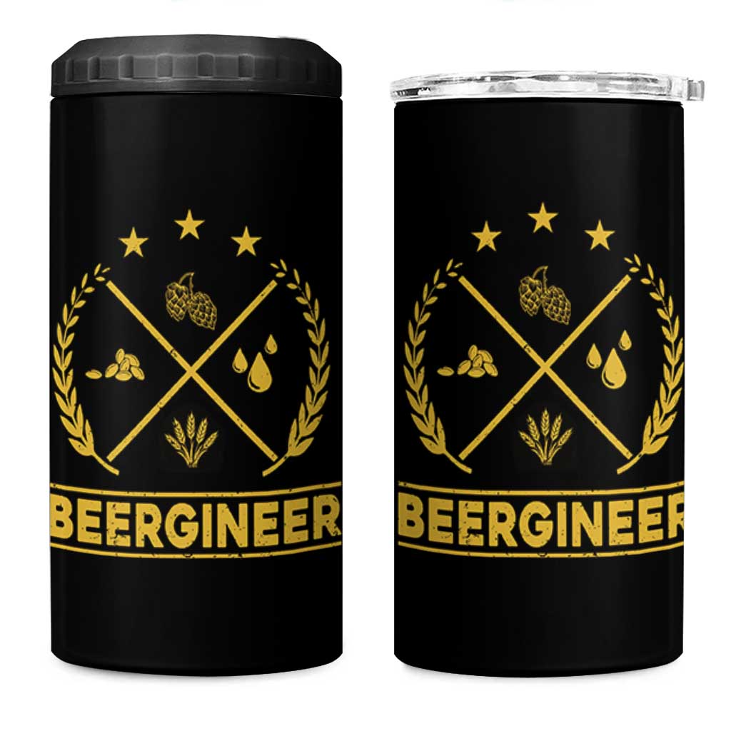 Funny Beergineer 4 in 1 Can Cooler Tumbler Homebrew Craft Beer Drinking Lover - Wonder Print Shop