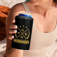 Funny Beergineer 4 in 1 Can Cooler Tumbler Homebrew Craft Beer Drinking Lover - Wonder Print Shop