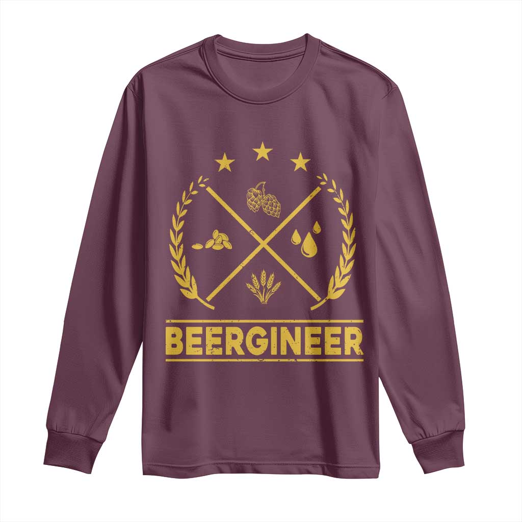Funny Beergineer Long Sleeve Shirt Homebrew Craft Beer Drinking Lover - Wonder Print Shop