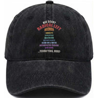 Big Scary Radical Left Agenda Washed Cotton Baseball Cap Funny Social Justice Activist