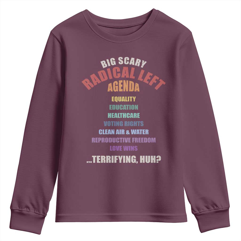 Big Scary Radical Left Agenda Youth Sweatshirt Funny Social Justice Activist