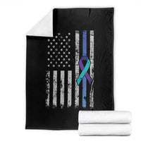 Police Suicide Prevention Awareness American Flag Ribbon Support Throw Blanket