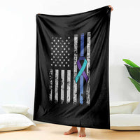Police Suicide Prevention Awareness American Flag Ribbon Support Throw Blanket