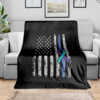 Police Suicide Prevention Awareness American Flag Ribbon Support Throw Blanket