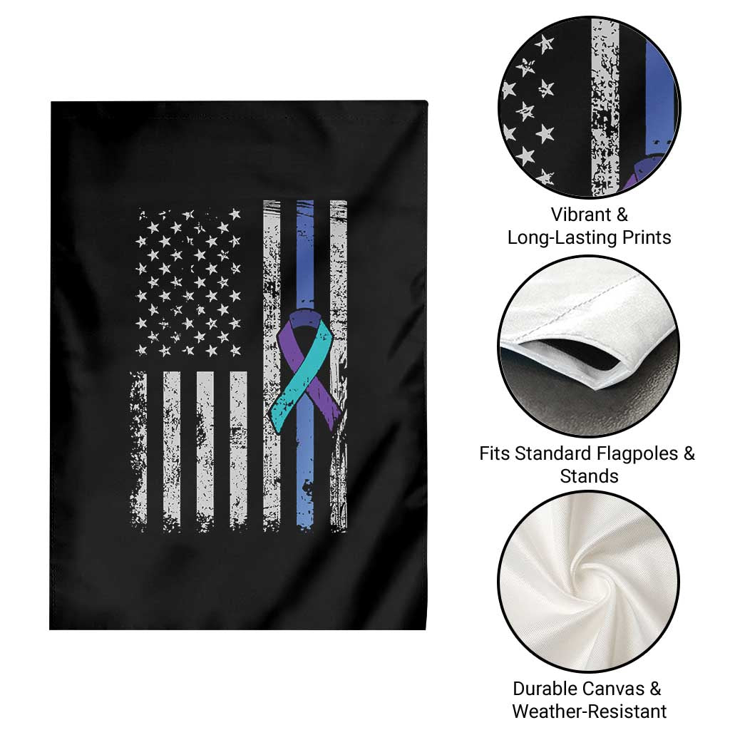 Police Suicide Prevention Awareness American Flag Ribbon Support Garden Flag