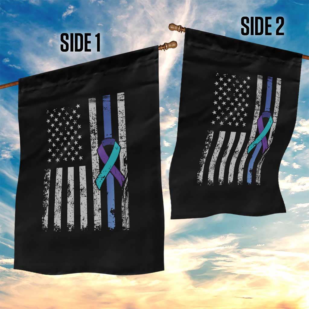 Police Suicide Prevention Awareness American Flag Ribbon Support Garden Flag