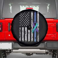 Police Suicide Prevention Awareness American Flag Ribbon Support Spare Tire Cover